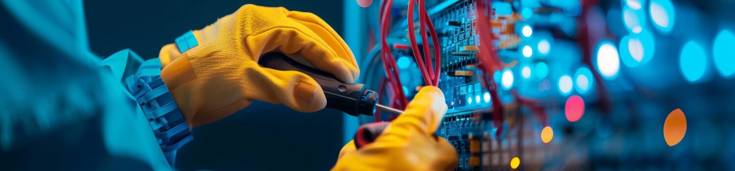 Electrician Working on Electrical Panel